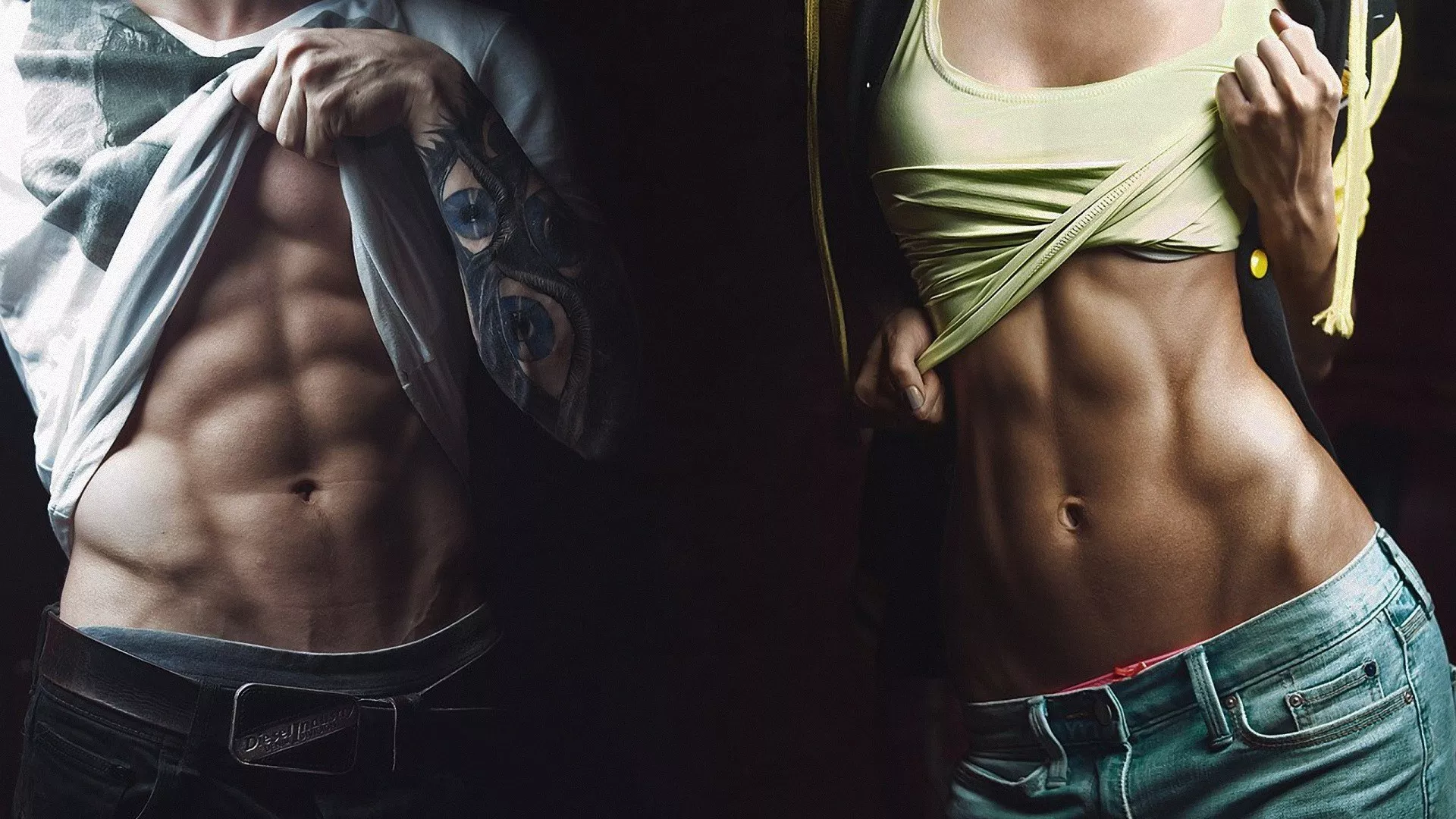 girl boy abs muscle fitness hd wallpaper