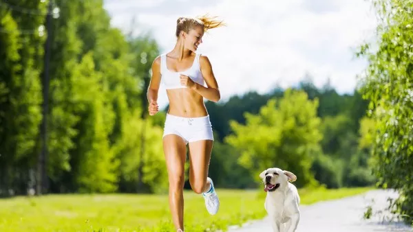 woman running with dog wallpaper 8049333