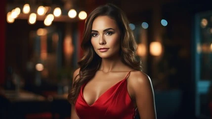 mulher elegante de vermelho